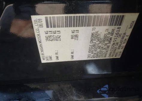 2009 Nissan Altima 2.5 from USA, damaged, VIN 1N4AL21E29N551618